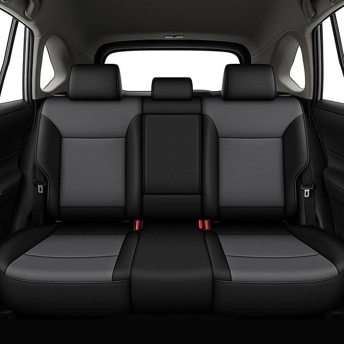 AOMSAZTO Custom Fit Seat Covers for Toyota RAV4 Hybrid 2019 2020 2021 2022 2023 2024 2025 (Not for XSE&2022-2025 SE Hybrid)-Full Set Faux Leather (Black&Gray)