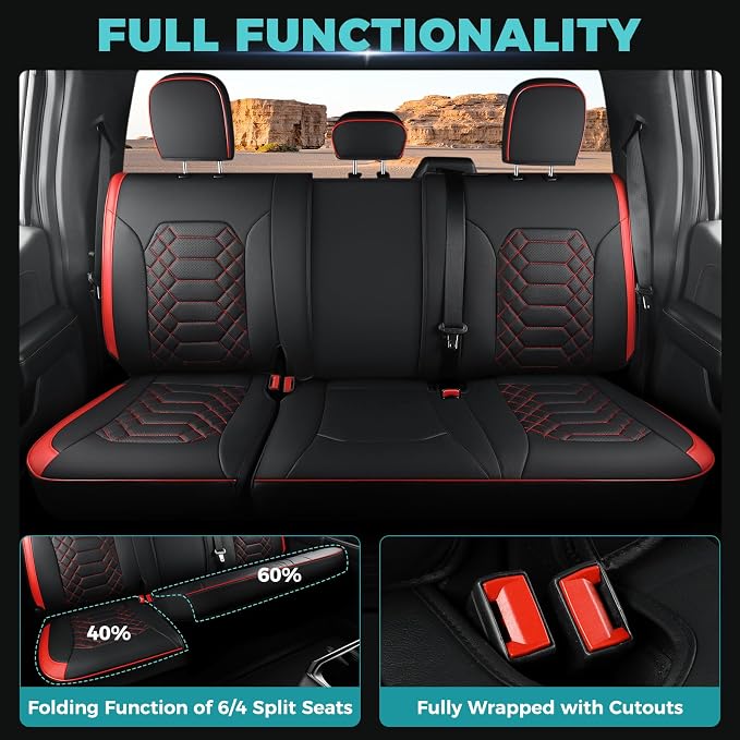 Seat Covers for Ford F150 2015-2026 SuperCrew & Ford F250 F350 F450 Super Duty 2017-2026 Crew Cab, Faux Leather Waterproof Pickup Truck Seat Covers (5 Seats) Interior Accessories