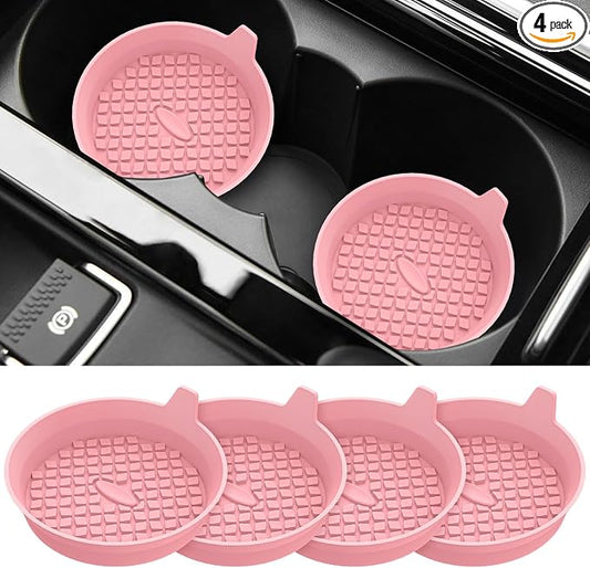 ME.FAN Car Cup Holder Coasters [4 Pack] Silicone Cups Mats, Automotive Universal Non-Slip Recessed Interior Accessories Pink