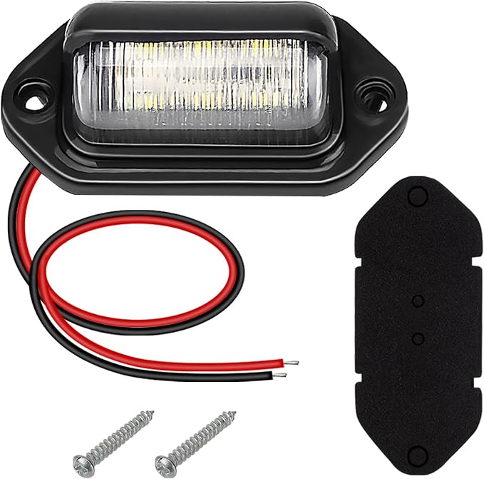 ecocstm 4 PCS White LED License Plate Light, 6-SMD Waterproof Tag Lights, 12V-24V DC Lamp Taillight, Step Courtesy Light Dome Cargo Lights for Truck SUV Van RV Trailer