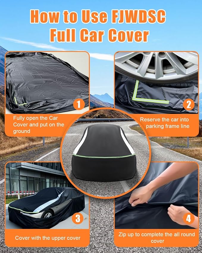 Full Enclosed Car Cover Universal Fit Wrangler 2 Door 1987-2025 YJ/TJ/JK/JL,Kia Soul,Honda fit,Chevy Trax,Encore,Kona/Veloster,HR-V 2015-2022 Fit Small SUV/Hatchback/Jeep Length up to 171 in