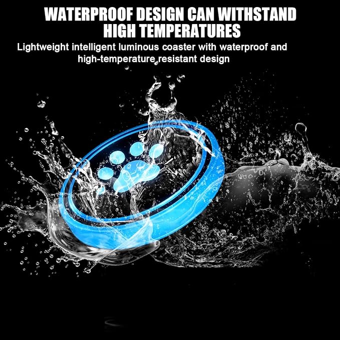 Mandark LED Car Cup Holder Lights, 2PCS Waterproof 7 Colors Changing Vehicle USB Charging Coaster Pad, Auto Interior Atmosphere Lamp Cup Mat Accessories, Universal for SUV Sedan Truck (Paw)
