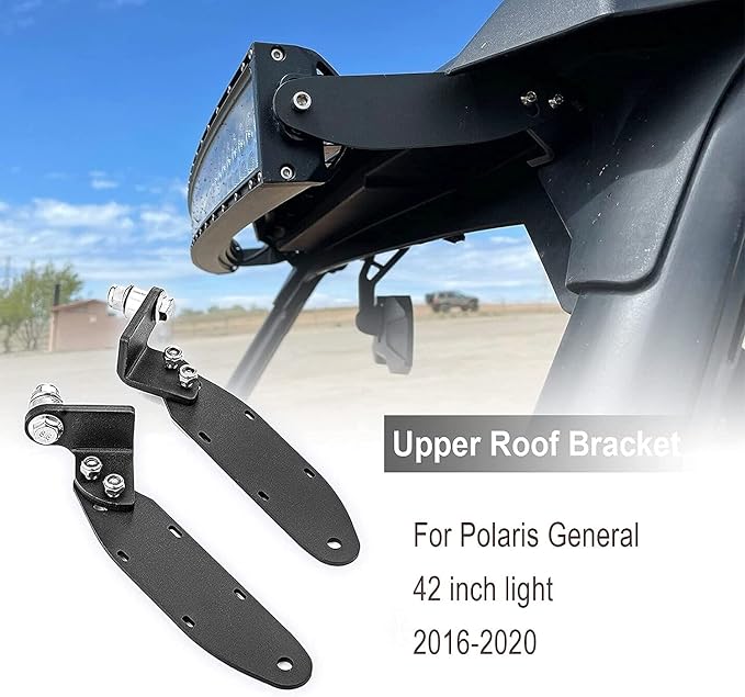 Dasen 42" LED Roof Light Bar Brackets Fit for Polaris General 2016-2026 | Windshield Roll Cage Light Mount, For Straight Curved Light
