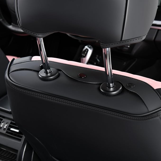 FLORICH Leather Seat Covers, Car Seat Covers Full Set, Car Seat Protectors 5 Seats, Pink Driver Seat Covers Fit for Most Cars Trucks SUV