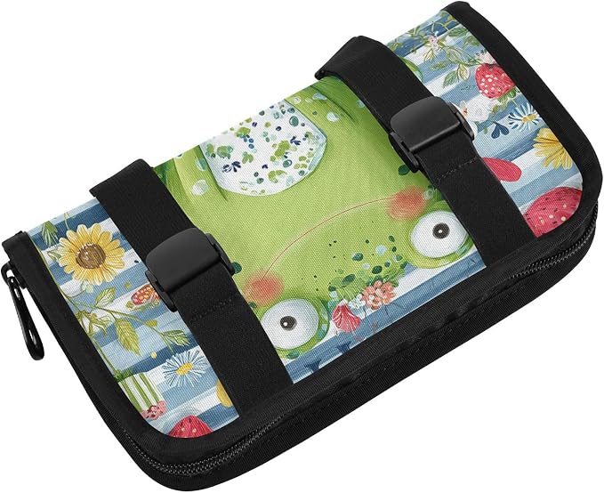 Happy Blue Striped Frog Floral Strawberry Car Tissue Holder Durable Napkin Holder Hanging Tissue Holders Case Car Tissues Bag for Sun Visor Seat Back Universal Auto