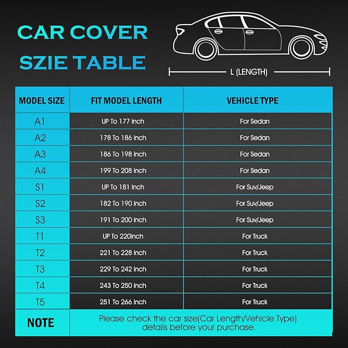 Car Cover Waterproof All Weather Full Outdoor Pickup Truck Cover Rain UV Protection, Size T2 Universal Fit for Ford F150 Chevy Silverado Dodge Ram 1500. (Fit Truck Length 221 to 228 inch)
