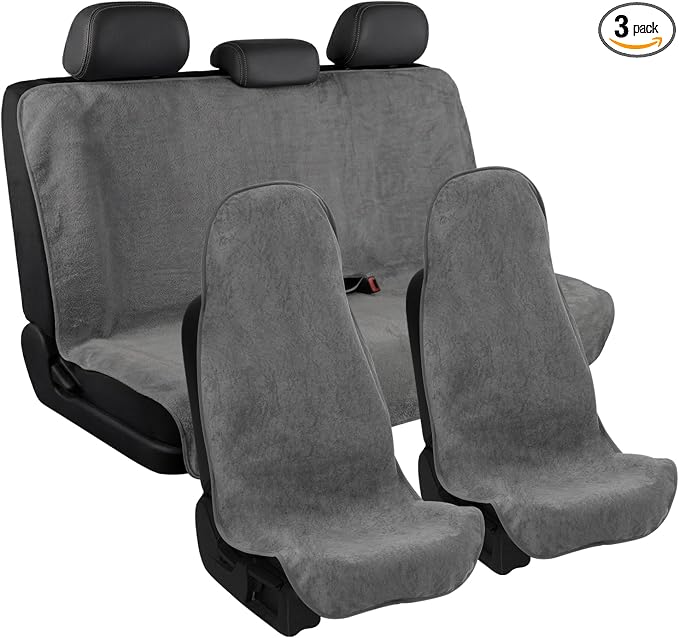 Waterproof Car Seat Cover Full Sets Interior Sets Universal Fits Car Sweat Towel for Trucks SUV Van Car Seat Protector Grey Protector Cloth Seats Pack of 3