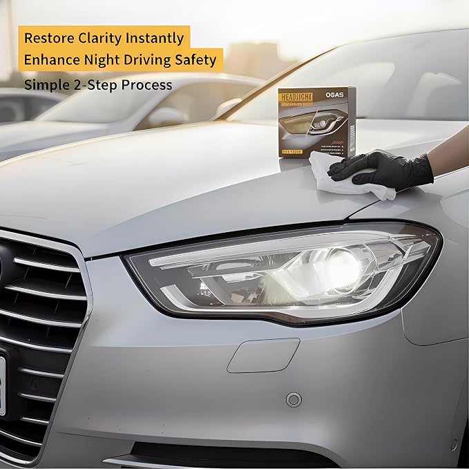 Headlight Restoration Kit (3 Sets), 2-Step No Sanding Headlight Cleaner Wipes, Removes Yellowing & Oxidation, Restores Clear Headlights with UV Protection, Easy DIY Headlight Repair Kit for Cars