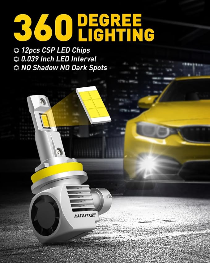 AUXITO H11 LED Bulbs, 20000LM 100W Per Set, 6000K Cool White, H8 H9 LED Light Bulbs for Fog Lights, Plug and Play, Pack of 2 Q16