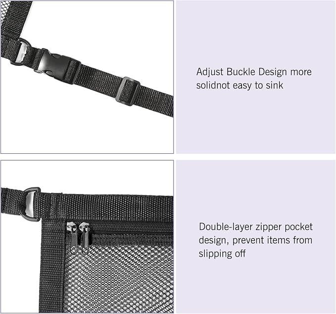 Car Ceiling Cargo Net, 31.5" x 21.7" Adjustable Buckle Heavy Duty Car Roof Storage, Double Layer Mesh Interior Organizer with Zipper, Universal for Cars, SUVs, Trucks