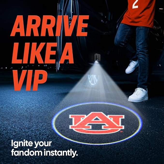 Sporticulture American Football Auburn Tigers Car Door Lights Logo Shadow Display - Officially Licensed NCAA Car Accessories - Show Your Team Pride - Battery Powered, Universal Fit