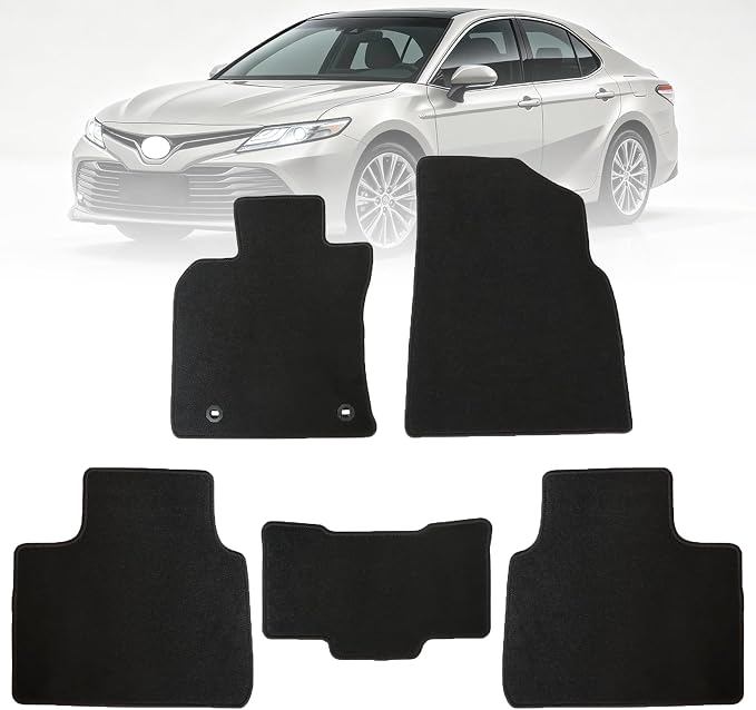 GXARTS 4PCS Velour Carpet Floor Mats Custom Fit for Toyota Camry 2025 (LE LEV SE XSE),Noise-Reducing Floor Liners Full Set, Front & Rear All-Weather with Retention Clips, Black