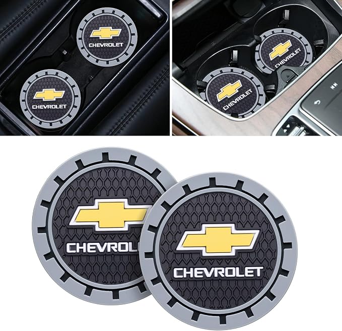 Car Cup Coaster, 2PCS Universal Non-Slip Cup Holders, Compatible with Chevy Series Car Cup Holder Coasters，Car Drink Coaster Holder Accessory, Black