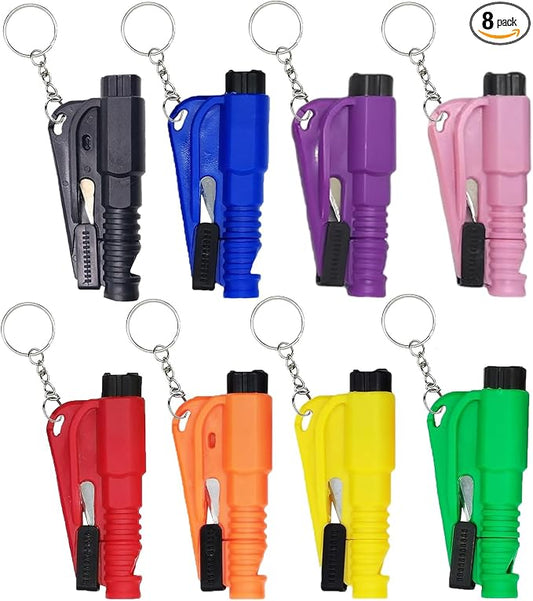 8 Pcs Car Window Breaker Tool Keychain,3 in 1 Glass Breaker Seatbelt Cutter | Emergency Window Punch Car Escape Tool Applicable to All Cars, Car Accessories