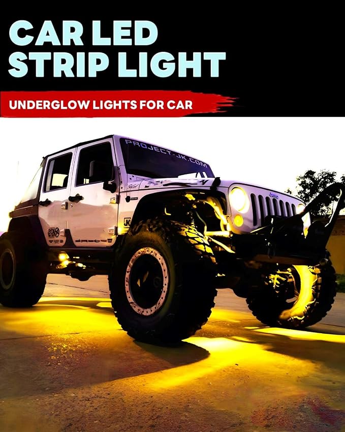 12V Led Light Strip 12.7" Waterproof Amber Led Light Strips for Car Golf Cart Motorcycles Truck Boat Led Strip Lights Yellow,Pack of 4