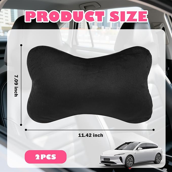 2PCS Soft Car Headrest Pillow,Ergonomic Car Neck Pillow for Driving Relief Neck Fatigue,Universal Cars Pillows Headrest for Cars Interior Accessories with Detachable Cover