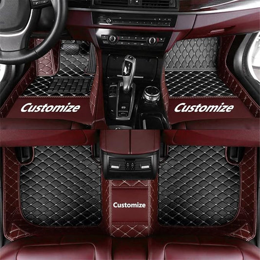 Custom Fit Car Floor Mats - Full Coverage Automotive Leather Floor Liners for Most Vehicles by MingyunSM (Black & Coffee)