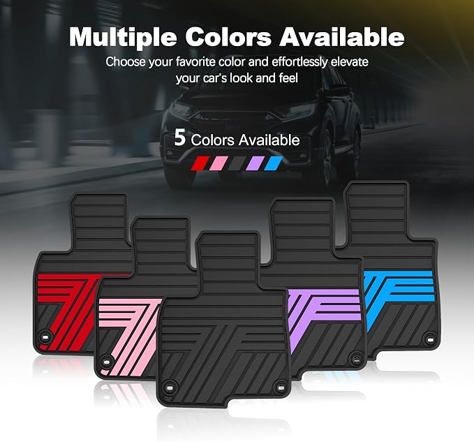 All Weather Rubber Floor Mats for Honda CR-V 2017-2022 (Gasoline & Hybrid) | Custom Fit Heavy Duty Car Mats for CR-V, 1st & 2nd Row, Black