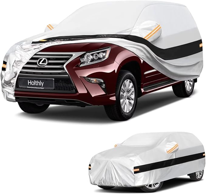 10 Layers SUV Car Cover Custom Fit Lexus GX GX550 GX460 GX470,Overtrail,Luxury(2013-2026),Waterproof All Weather for Automobiles, Outdoor Full Cover Sun Rain Protection with Cotton. Silver