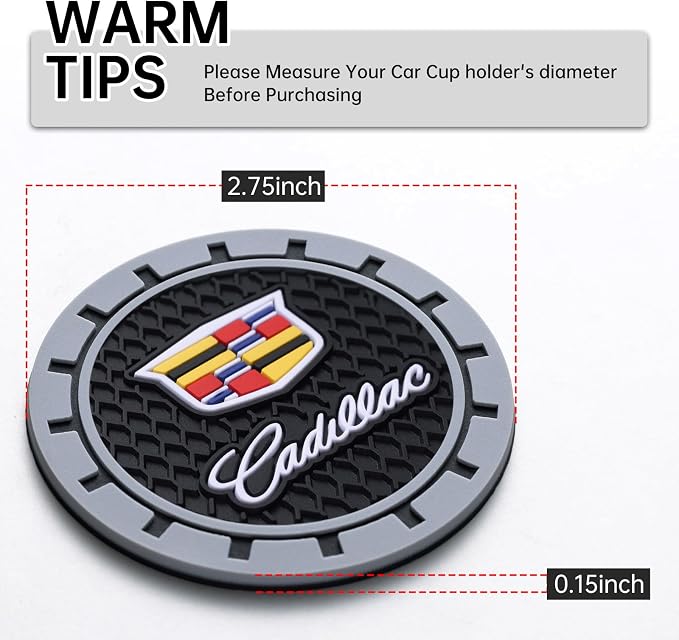 Car Cup Coaster, 2PCS Universal Non-Slip Cup Holders, Compatible with Cadillac Series Car Cup Holder Coasters，Car Drink Coaster Holder Accessory, Black