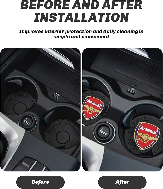 Cup Holder Insert Coaster for Arsenal UEFA UCL Fans,Anti Slip Car Cup Coaster Interior Accessories