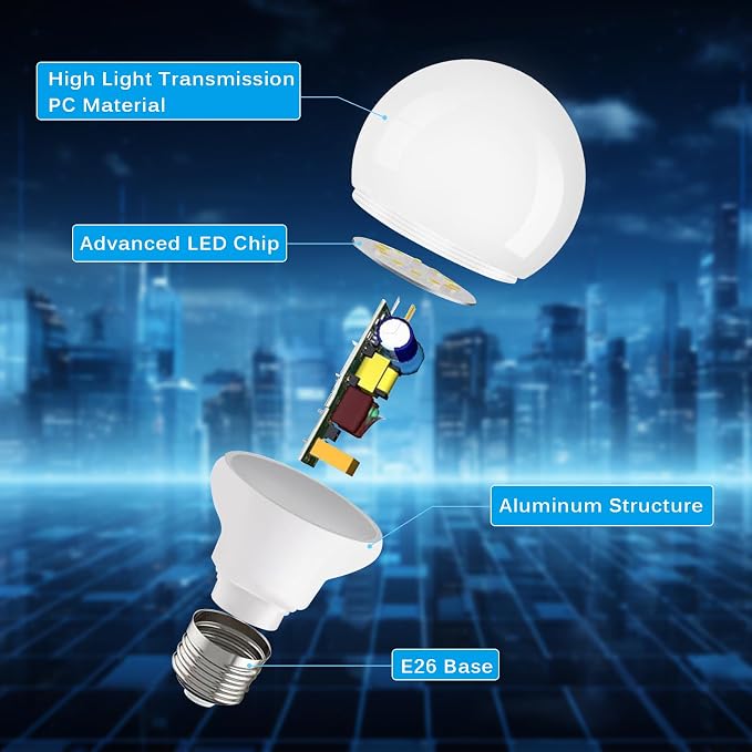 Brtstiun G25 LED Light Bulbs, Round Vanity Light Bulb for Bathroom, 40W Equivalent, Daylight White 5000K, E26 Base Globe Light Bulbs, 600LM, Non-Dimmable, 20-Pack