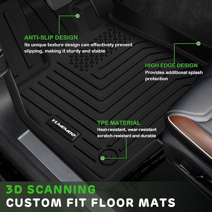 Floor Mats for 2023-2026 Honda Pilot Upgrade Trunk Mat with Backrest Mat All Weather Floor Liners TPE Rubber Cargo Liner Fit for 2026 Honda Pilot Anti-Slip Full Set Automobile Mats Accessories