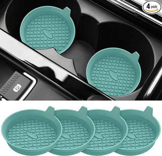 ME.FAN Car Cup Holder Coasters [4 Pack] Silicone Cups Mats, Automotive Universal Non-Slip Recessed Interior Accessories Teal Blue