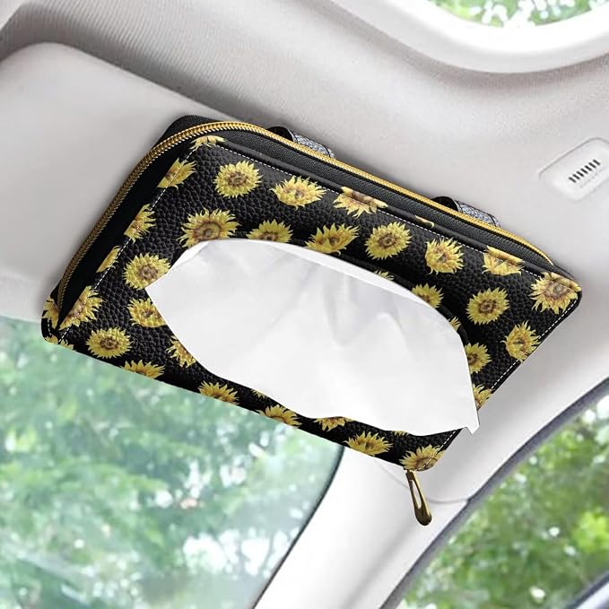 Sunflower Visor Tissue Holder Automotive Visor Tissue Box Holder Universal Napkin Holder for Car Home Offices Sun Visor Accessories