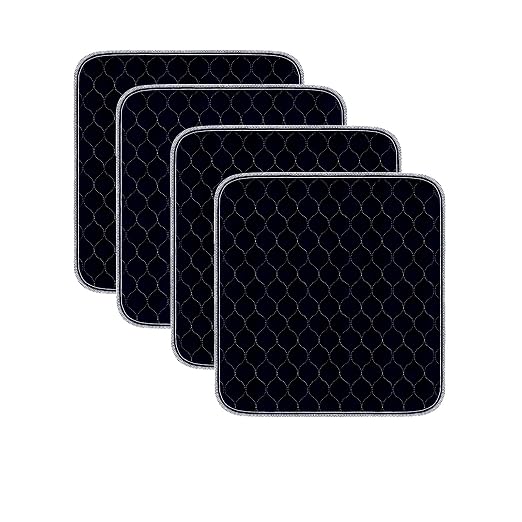 Waterproof Chair Pads for Incontinence 4 Pack Reusable Seat Protector Pads 22" x 21" Washable Chair Protector Seat Cover Chucks for Chairs Adults Elderly Kids Pets Black