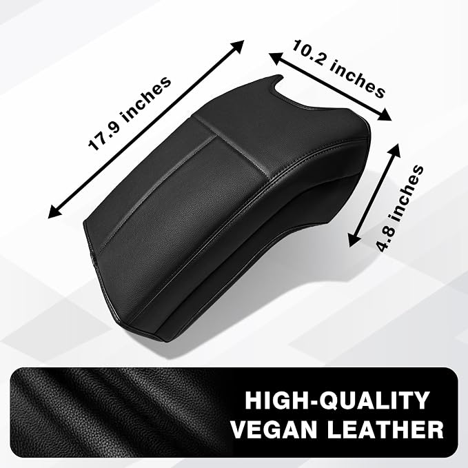 Muslogy Center Console Armrest Cover Fit for Ford F250 F350 F450 2011-2016 Super Duty Accessories, Comfort Armrest Pad Console Lid Cushion Vegan Leather Regular Thick(Bucket Seat ONLY)
