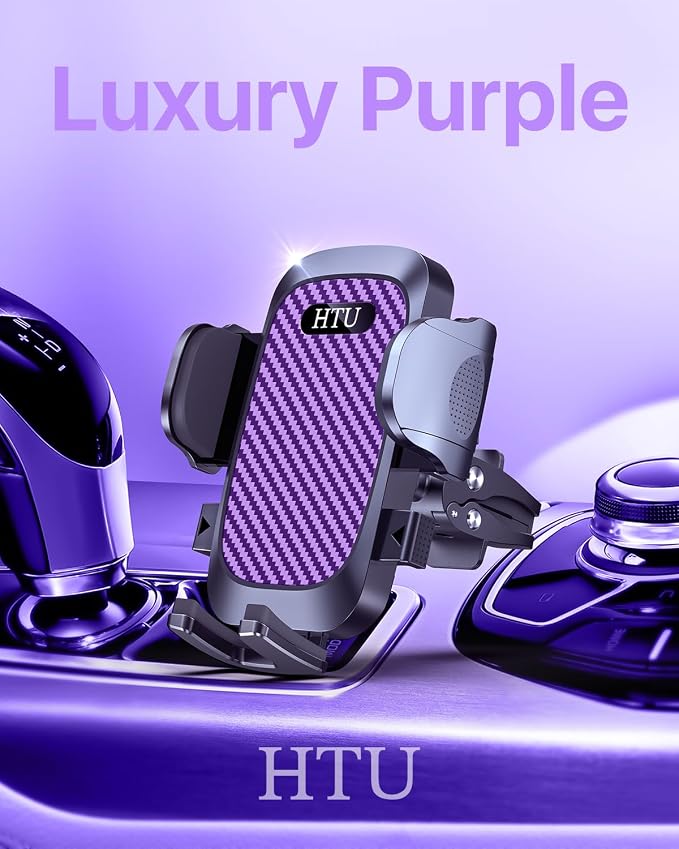 HTU 2026 Ultimate Best【True Military-Grade & Safety Cert】 Car Phone Holder | 【Upgrade 360 Rotation & 100LBS Strongest Suction】5-in-1 Truck Windshield Dashboard Vent Mount Stand for iPhone Android,Purple