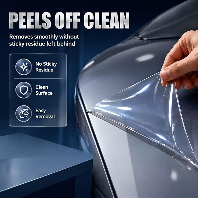 MHOO 7.5 Mil TPU Clear Paint Protection Film for Cars, 12inX50ft，High Gloss Self-Healing Anti-Yellowing Automotive Wrap, Large roll Material Suitable for Vehicle Protection