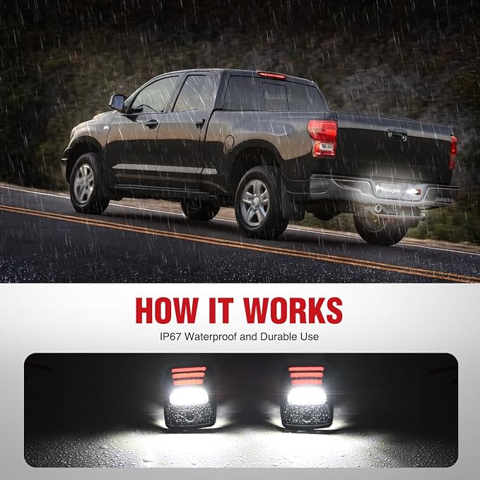 Nilight License Plate Lights Compatible with 2005 2006 2007 2008 2009 2010 2011 2012 2013 2014 2015 Toyota Tacoma 2000-2013 Tundra Red Triple OLED Tube 6000K White 2PCS Pack