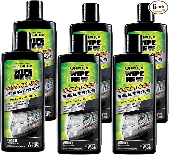 Wipe New Rust-Oleum 381403-6PK Clear Lens Headlight Restore, 8 oz, 6 Pack