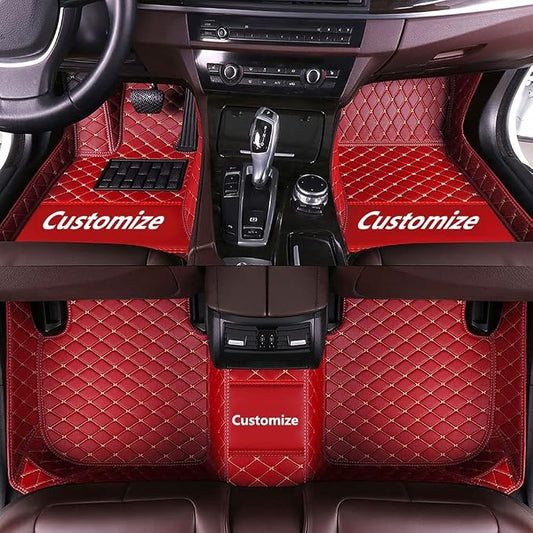Custom Fit Car Floor Mats - Full Coverage Automotive Leather Floor Liners for Most Vehicles by MingyunSM (red)