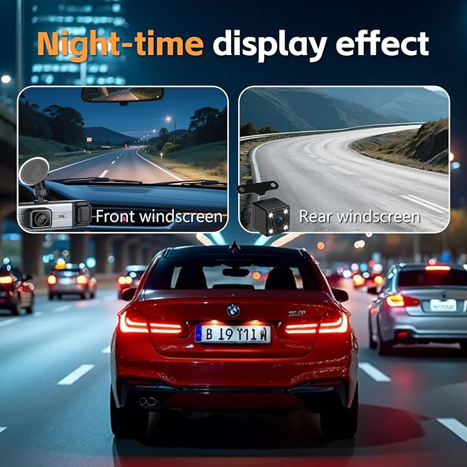4 Channel 360° Dash Cam Front Rear Inside & Left Right 4K+1080P*3 FHD Car Camera, 5GHz WiFi & App Control 8 IR Lamps Night Vision 24H Parking Mode, G-Sensor, Loop Recording, Includes 64GB (Silver)