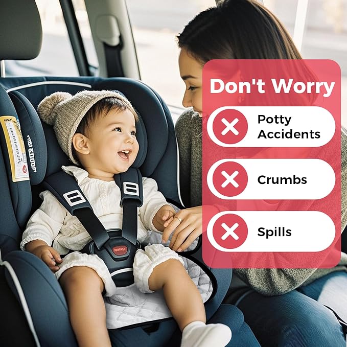 2 Pack Waterproof Piddle Pads, Potty Training Car Seat Protector & Reusable Liner – Non-Slip, Leak-Proof Cover for Car Seats, Strollers, High Chairs, Machine Washable (Grey)