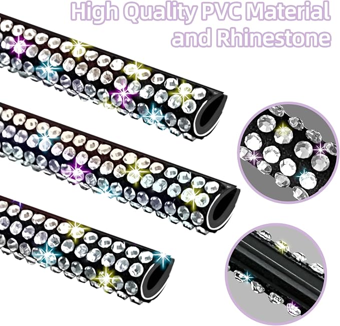 NBTEPEM Bling Car Air Conditioner Decoration Strip for Vent Outlet, 10 PCS Universal Rhinestone Car Vent Outlet Trim Decorations, Bling Interior Accessories for Women and Girls (Multicolor)