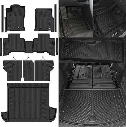 Custom Fit Floor Mats for 2013-2024 Toyota 4Runner 5 Seats | All Weather TPE Floor Liners with Trunk Mat & Backrest Protectors & Door Sill Guard | Odorless Full Set Interior Accessories