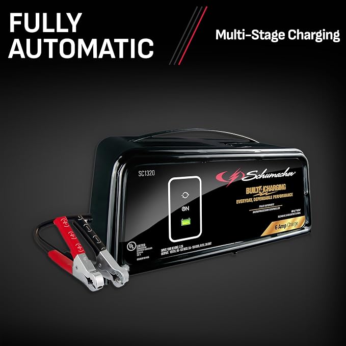 Schumacher Electric Battery Charger and Maintainer, SC1320, 3-in-1, Fully Automatic, 6 Amps, 6 Volt, 12 Volt, for Car, SUV, Truck, and Marine Batteries (Pack of 2)