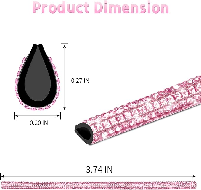 INSAUTO Bling Car Accessories for Women,Bling Car Air Vent Outlet Trim, 10pcs Rhinestone Car Air Conditioner Vent Decoration Strips(Pink)