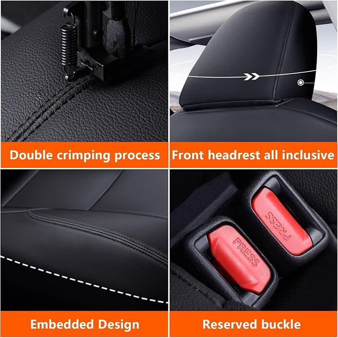 AOMSAZTO Custom Fit Car Seat Covers for Nissan Altima: 2013-2018 S SV SR | 2017-2018 SL Full Set Faux Leather Waterproof Car Seat Covers Black