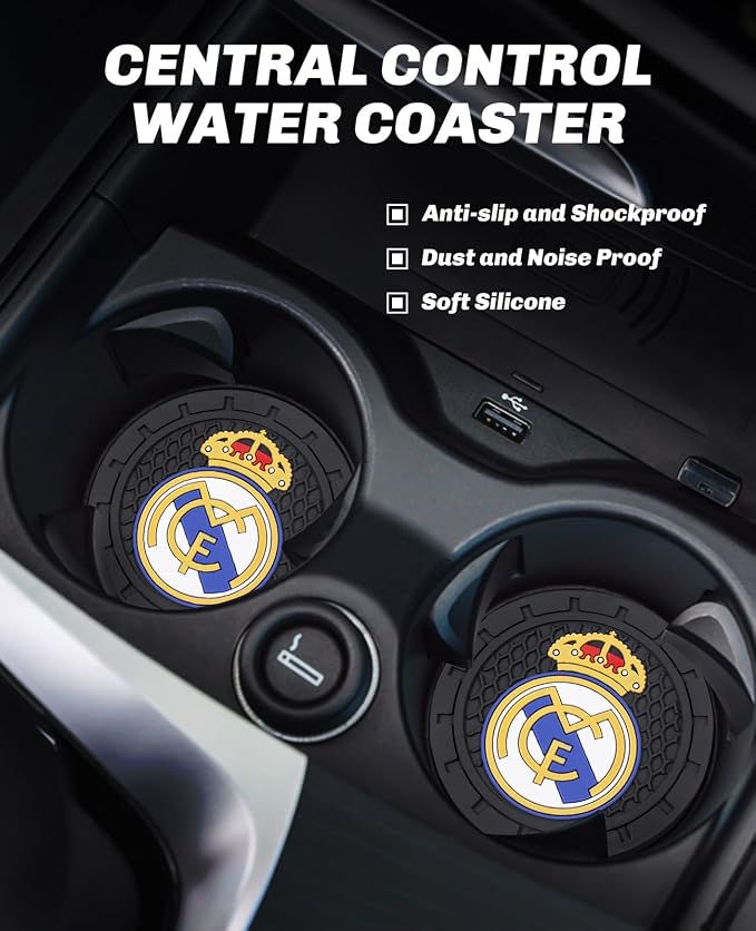 Cup Holder Insert Coaster for Real Madrid UEFA Fans,Anti Slip Car Cup Coaster Interior Accessories