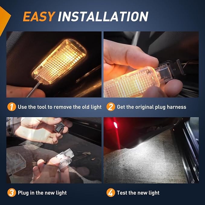 Nilight 2PCS LED Interior Door Panel Light Courtesy Warning Lights White Beam Plug and Play Compatible with Audi A3 A4 A5 A6 A7 S3 S4 S5 S6 S7 Q5 Q7 TT OEM Replacement CANbus Error Free