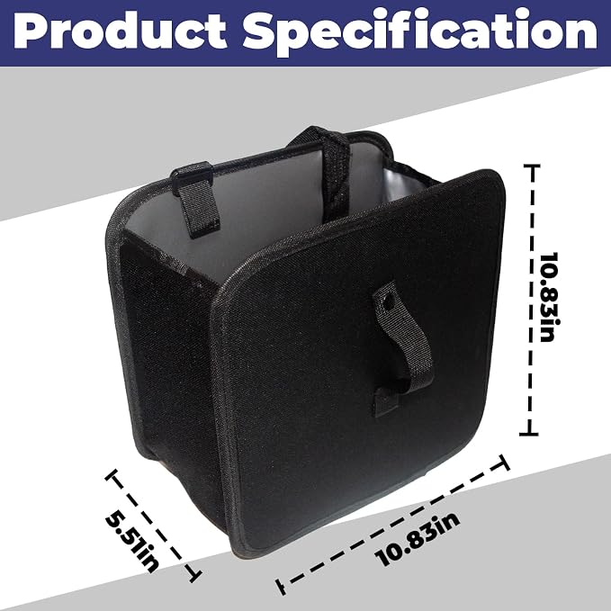 BFXM Car Trash Can, 2.8 Gallons Foldable Car Garbage Can, Collapsible Hanging Car Trash Bin for Car Seat, Leakproof Garbage Bags, Car Interior Accessories