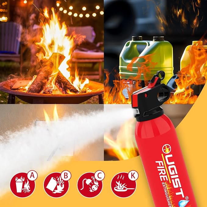 Ougist Small Portable Fire Extinguisher for Home and Kitchen, 21oz Each, 6-Pack, Water-Based Fire Extinguishers for Quick Emergency Response, Prevent Re-Ignition, Ideal for Vehicle and Camping, MSJ620