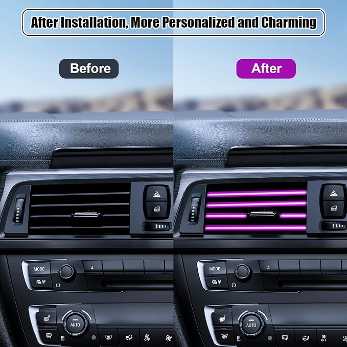 20 Pieces Universal Car Air Conditioner Vent Trim Decoration Strip Accessories, Waterproof Flexible Shiny Auto Car Interior Accessories for All Air Vent Outlet