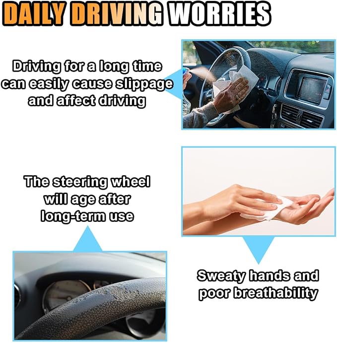Stretch Elastic Steering Wheel Cover, All-Season Comfort, Warm in Winter & Cool in Summer, Universal 15 Inch Microfiber Breathable Ice Silk, Anti-Slip, Odorless, Easy Carry, Fit Car, SUV (Black)