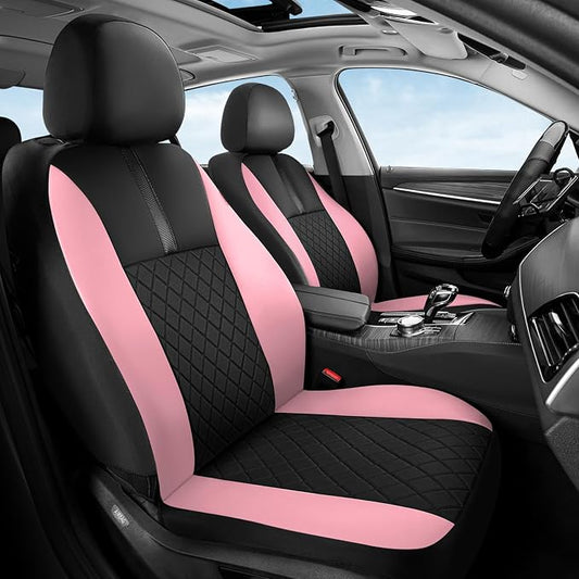 Coverado Car Seat Covers Front Pair, Automotive Leather Seat Covers for Car，Universal Fit Front Back Seat Cover, Non-Slip Waterproof Breathable Car Seat Protector